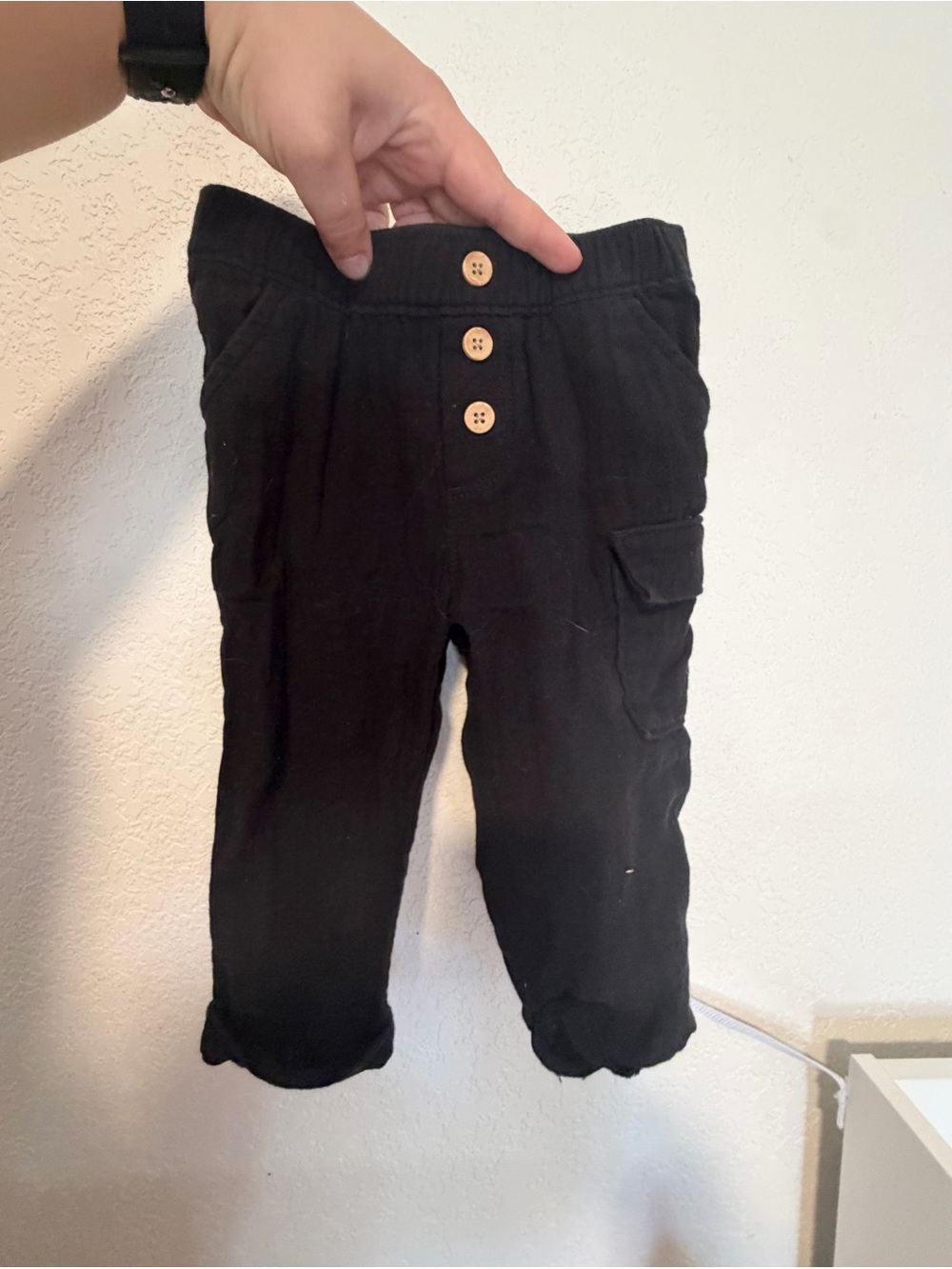 Old Navy Baby Black Cargo Cotton Button Front Pants 6-12 Months